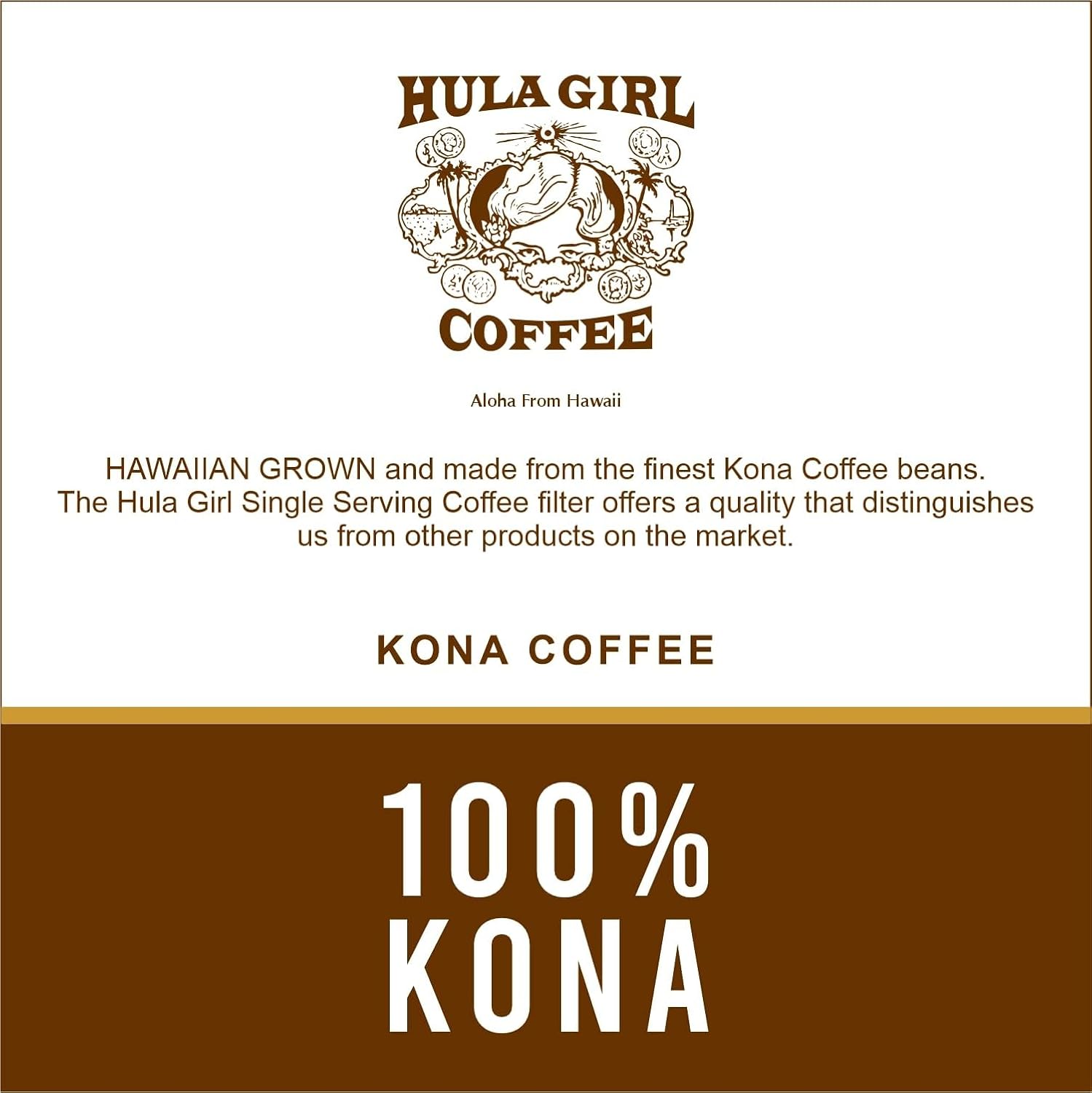 Hula Girl 100% Kona Coffee, Single Serve for Keurig K-Cup Brewers, Medium Roast, Works in the New K2