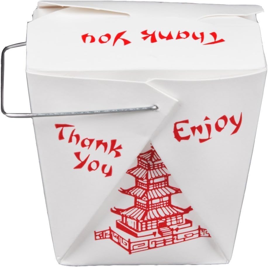 Combo - Pack of 25 Chinese Take Out Boxes Pagoda 16 oz/Pint Size Party Favor and Food Pail with 25 Chopsticks in DHI Packaging