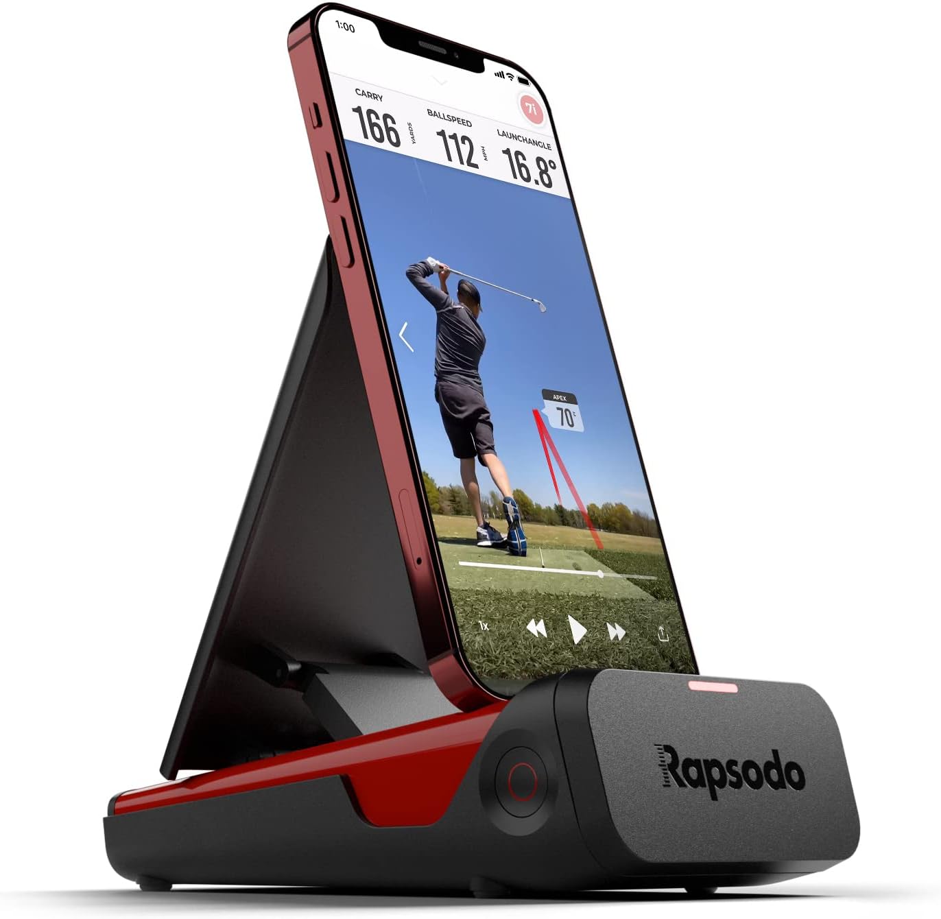 Rapsodo Mobile Launch Monitor Golf Simulator | MLM iPhone & iPad Only | Indoor & Outdoor Swing Analyzer & Tracker | GPS Satellite View | Ball Speed