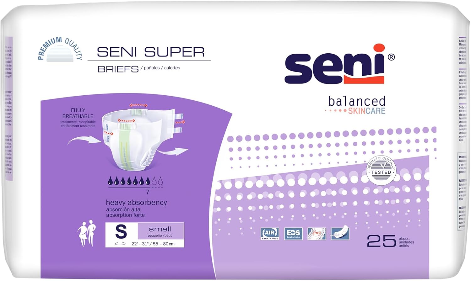 Seni Super Unisex Adult Incontinence Briefs with Tabs, 45-59 in, 75 ct | Breathable, Disposable Brief for Men & Women