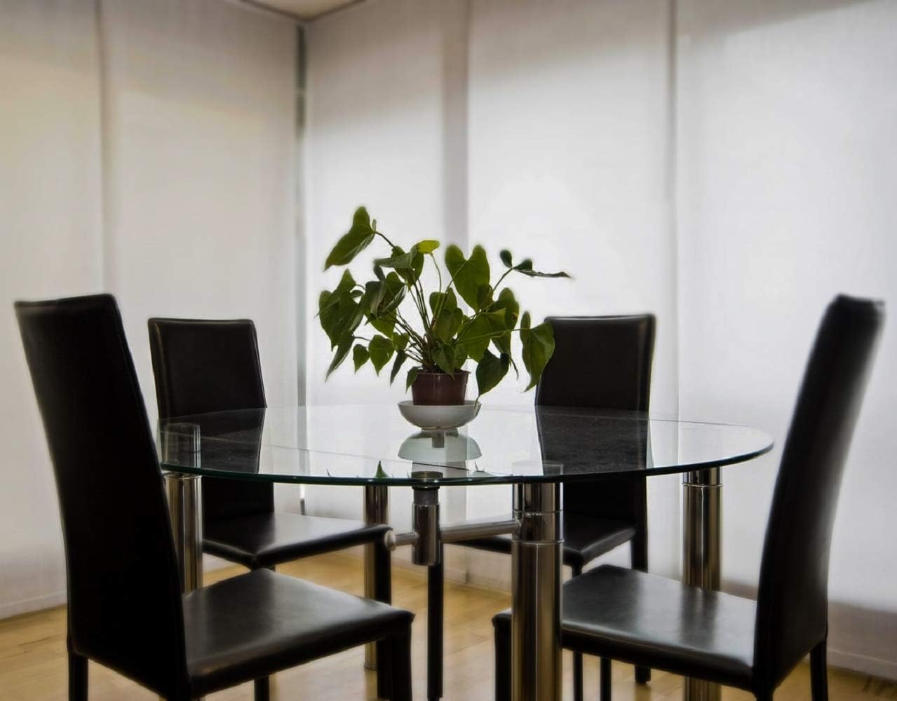 Round Clear Tempered Glass Table Top 60 Inch with 1/4 Inch Thick Flat Polished Edge w/ 2" Hole