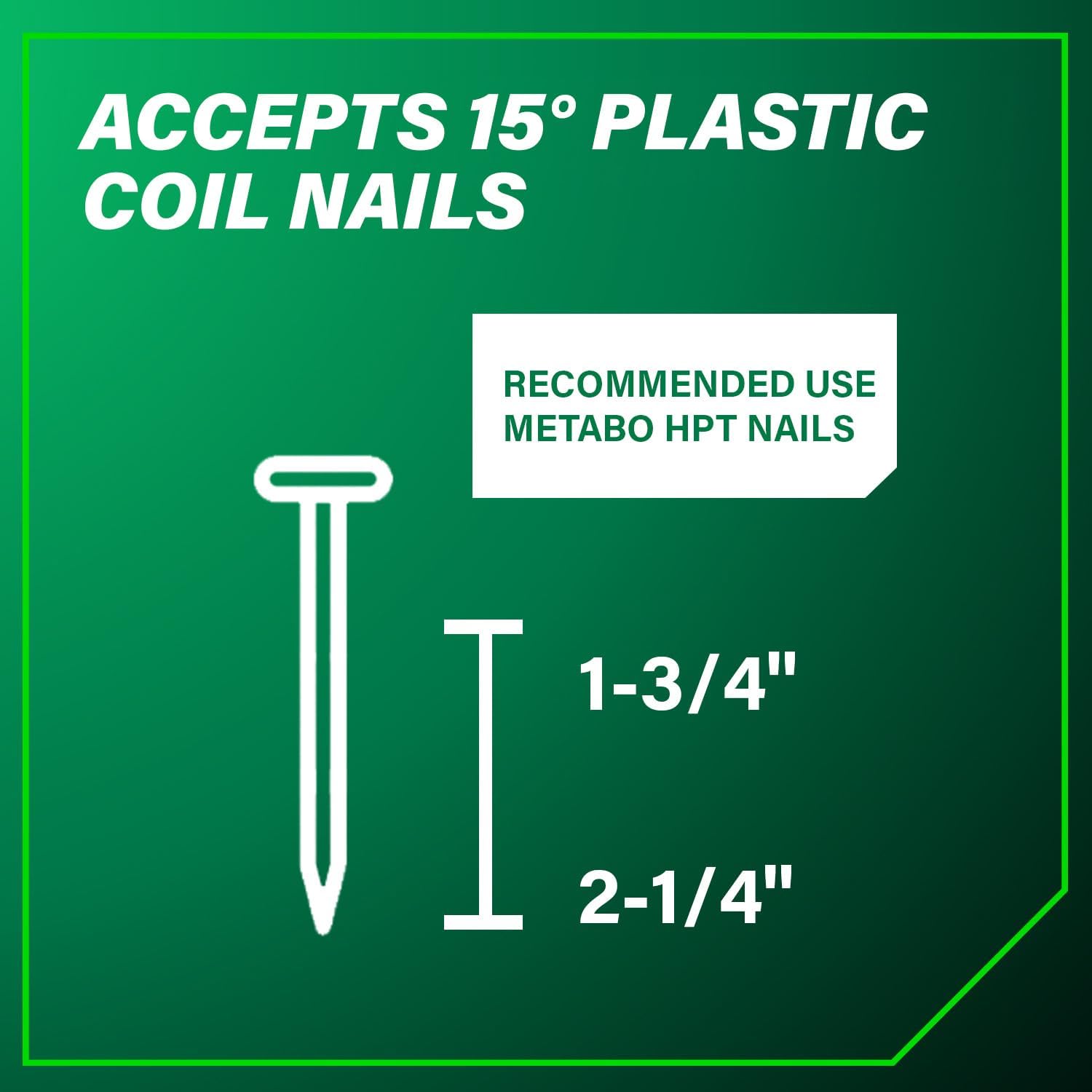 Metabo HPT Pneumatic Coil Nailer for Siding and Framing, NV75A5 | 16° Wire Collated Nails 1-3/4" to 3", 15° Plastic Strip Nails to 2-1/4"