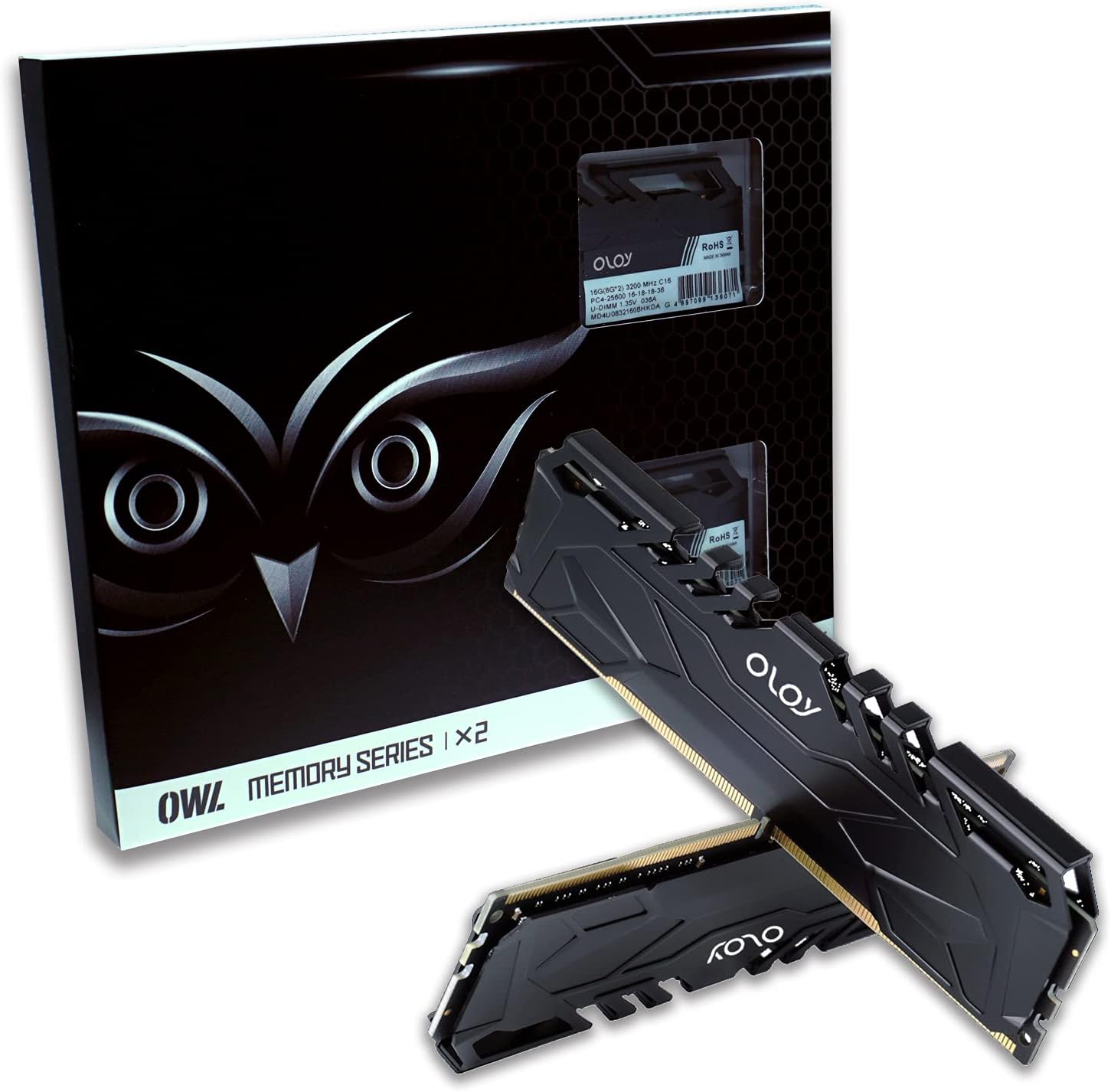 OLOy DDR4 RAM 16GB (2x8GB) Black Owl 2666 MHz CL19 1.2V 288-Pin Desktop UDIMM (MD4U082619BJDA)