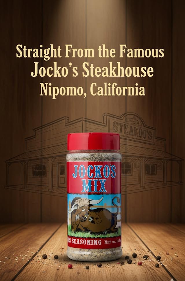 Jocko's Mix Santa Maria Style Seasoning - 15.3oz Bottle Of Tri-Tip, Steak, Pork, and Chicken Seasoning - Santa Maria California Grill - Jocko's Mix for Meat, Seafood Stew & Vegetables, Gluten Free