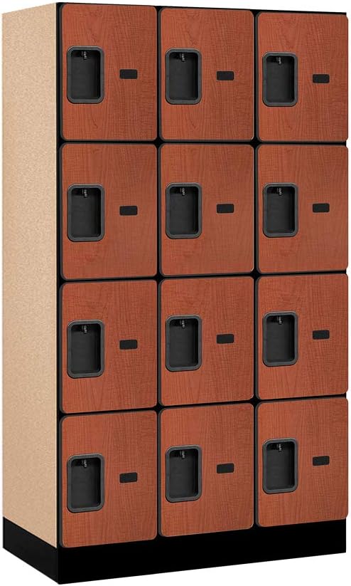Salsbury Industries Four Tier Designer Wood Locker, Mahogany, 6' 3" x 18"