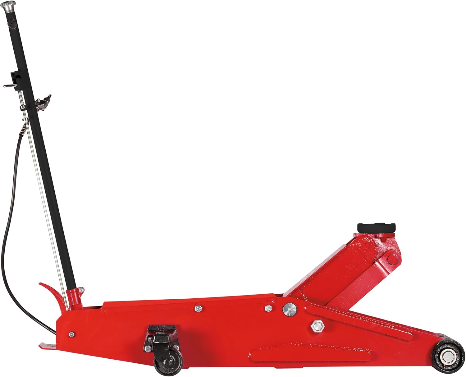 AFF 10 Ton Air Hydraulic Long Chassis Jack - for Long Overhang Vehicles | 10 T Floor Jack with Foot Pump & 3-Position Lock Handle - Ideal for Repair Shops, Bus & Truck Fleets, Heavy Duty Equipment