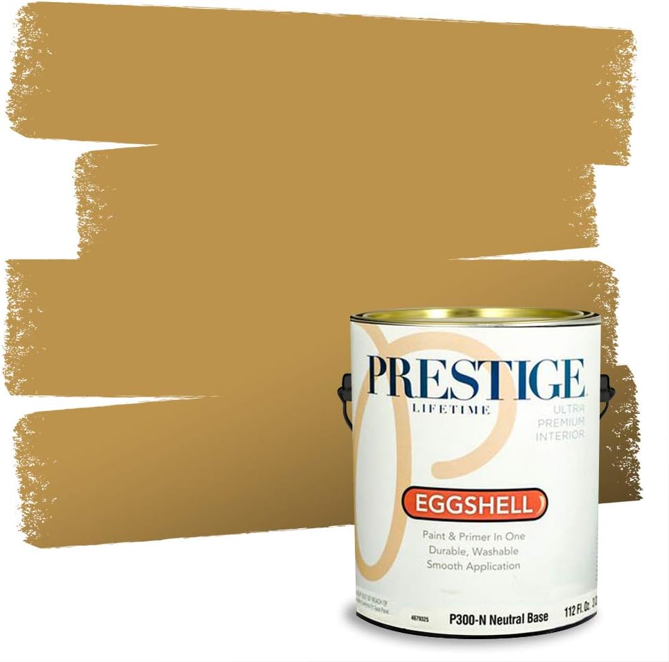PRESTIGE Paints Exterior Paint and Primer In One, 1-Gallon, Satin, Comparable Match of Sherwin Williams* Cachet Cream*