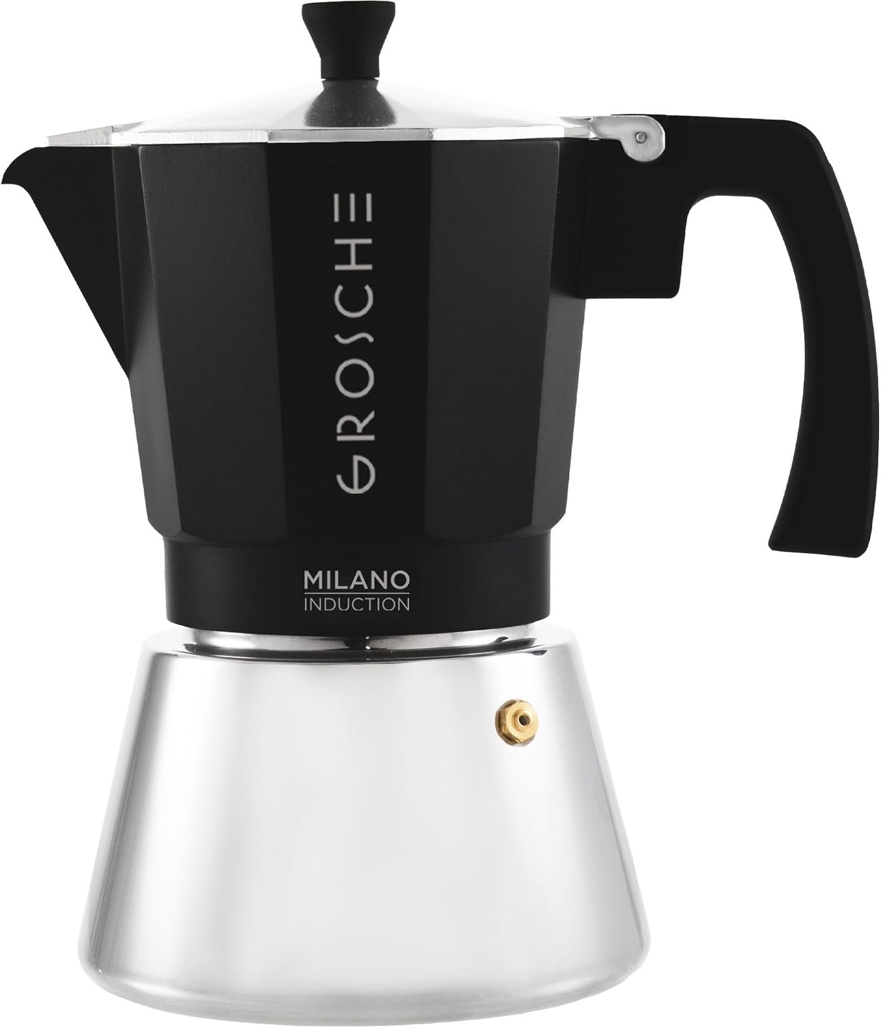 GROSCHE Milano Moka Pot | 9 Espresso Cup - 15.2 oz | Stovetop Espresso Percolator & Coffee Maker – Portable, Ideal for Home and Camping | Cuban Coffee Maker And Italian Moka Pot For Stovetop Espresso; For Gas, Electric, And Propane Stoves With A Soft-Tou…