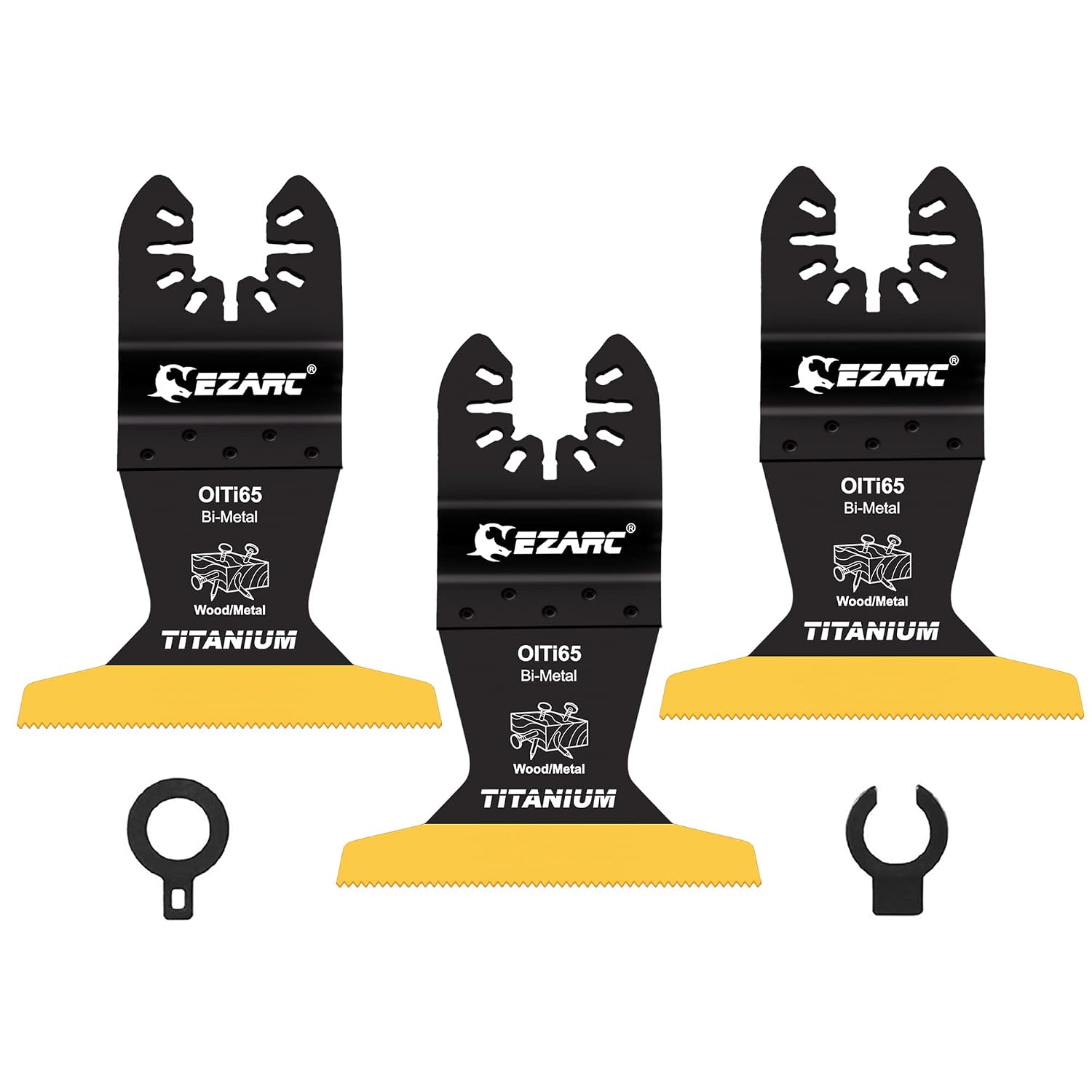 EZARC Titanium Oscillating Tool Blades, Oscillating Multitool Blades for Metal, Wood Nails, Screws Cutting, Plastic, 3 Pack