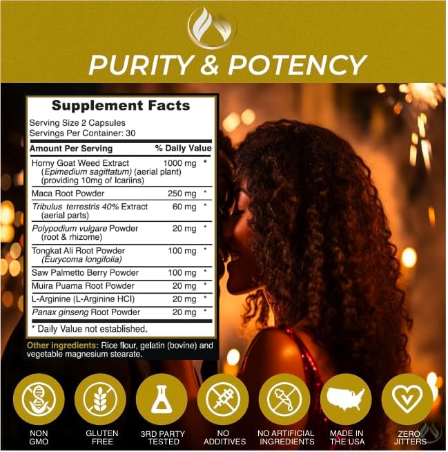 THE ENCLARE NUTRITION Horny Goat Weed for Men & Women with Maca Root Extract, Tribulus, L-Arginine, Ginseng