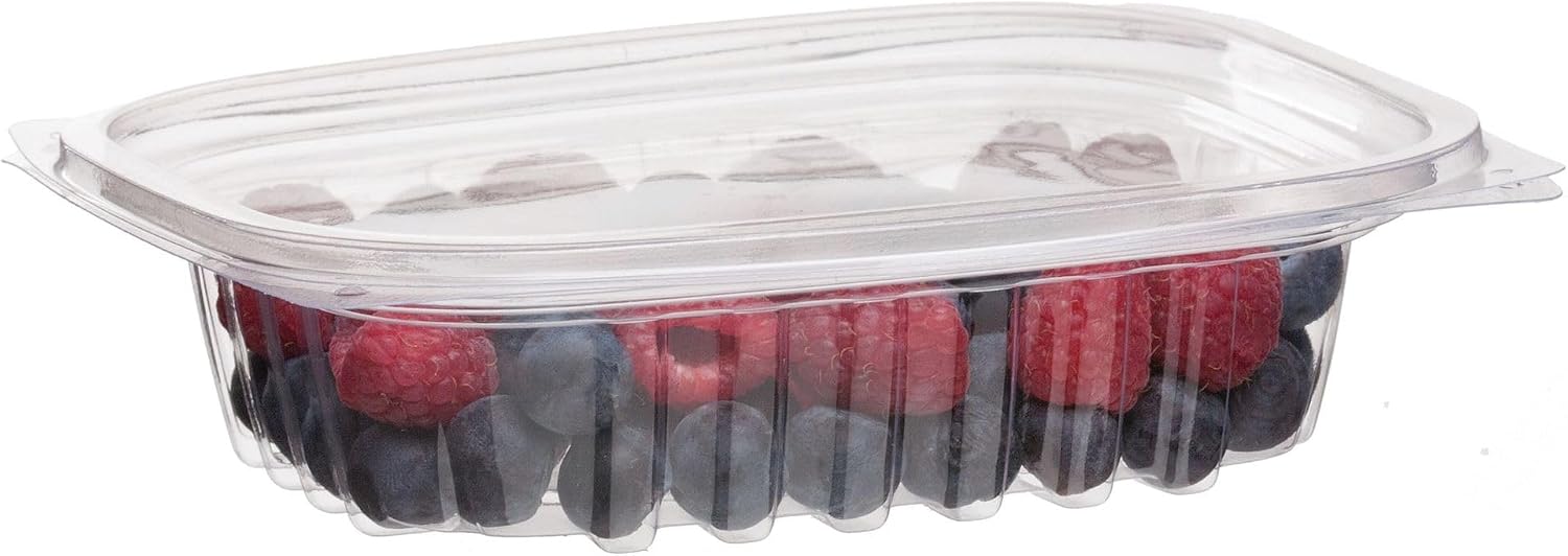 Eco-Products EPRC32 Renewable & Compostable Rectangular Deli Containers - 32oz., 50 Per Pack (Case of 4 Packs), clear