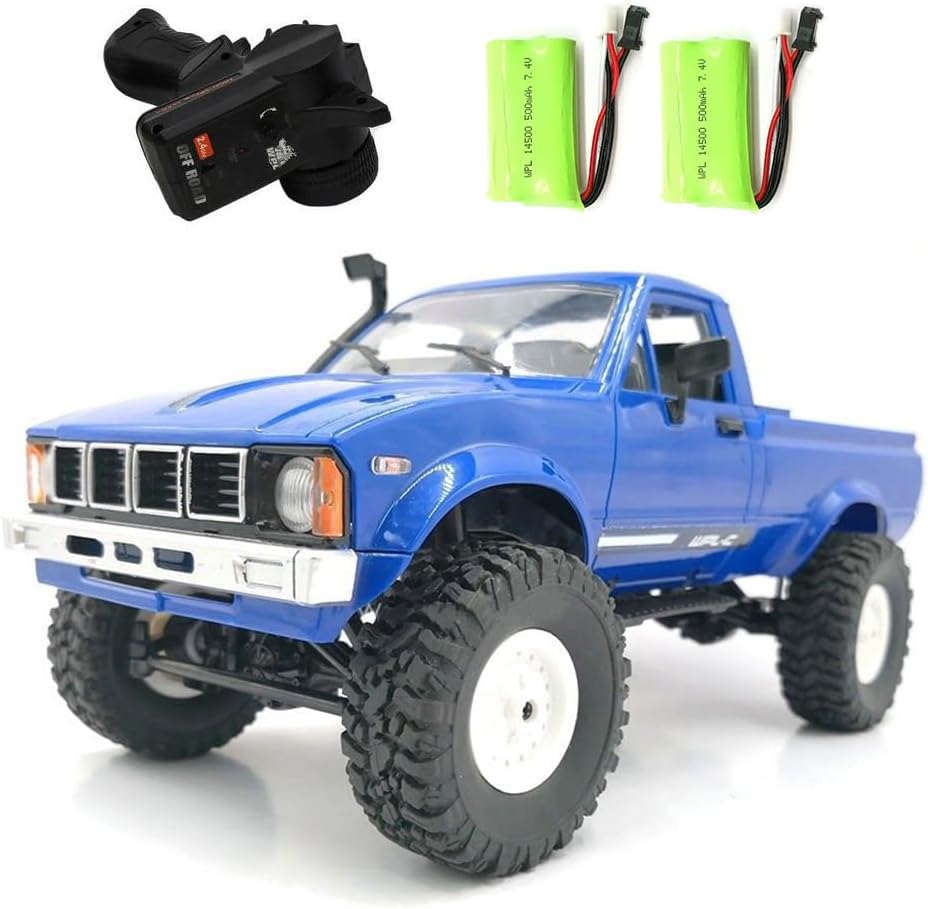 RC Crawler WPL C24 RC Rock Crawler RC Truck 4x4 1/16 Scale All Terrain | Remote Control Pickup Off Road RTR with 2.4 GHz Proportional Throttle