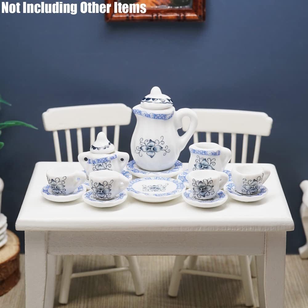 Odoria 1/12 Miniature Porcelain Tea Set 15Pcs Dollhouse Decoration Accessories, Grapes