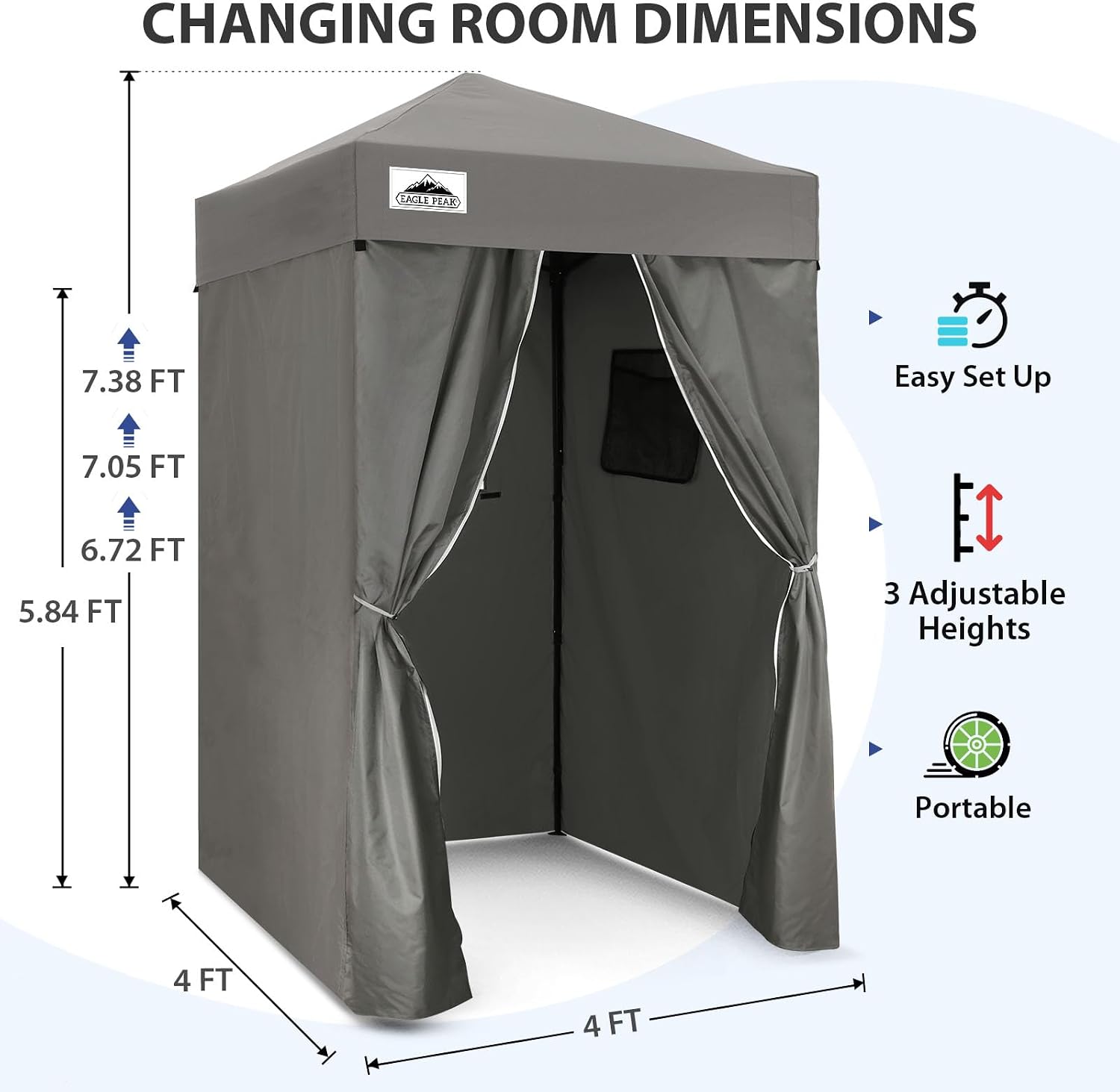 EAGLE PEAK 4x4 Pop Up Changing Tent, Outdoor Changing Room, Gray/White