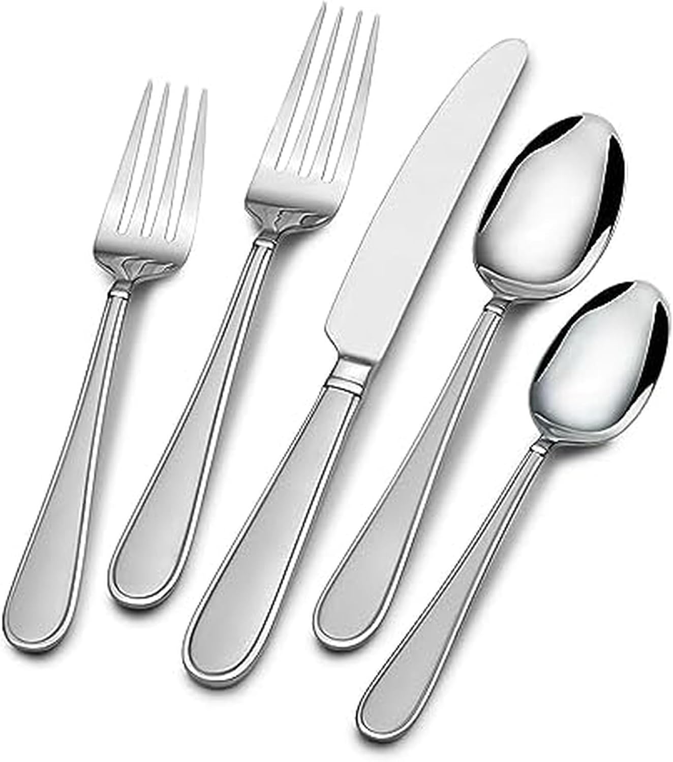 Gourmet Basics by Mikasa Contempo 45-Piece Stainless Steel Flatware Set, Service for 8