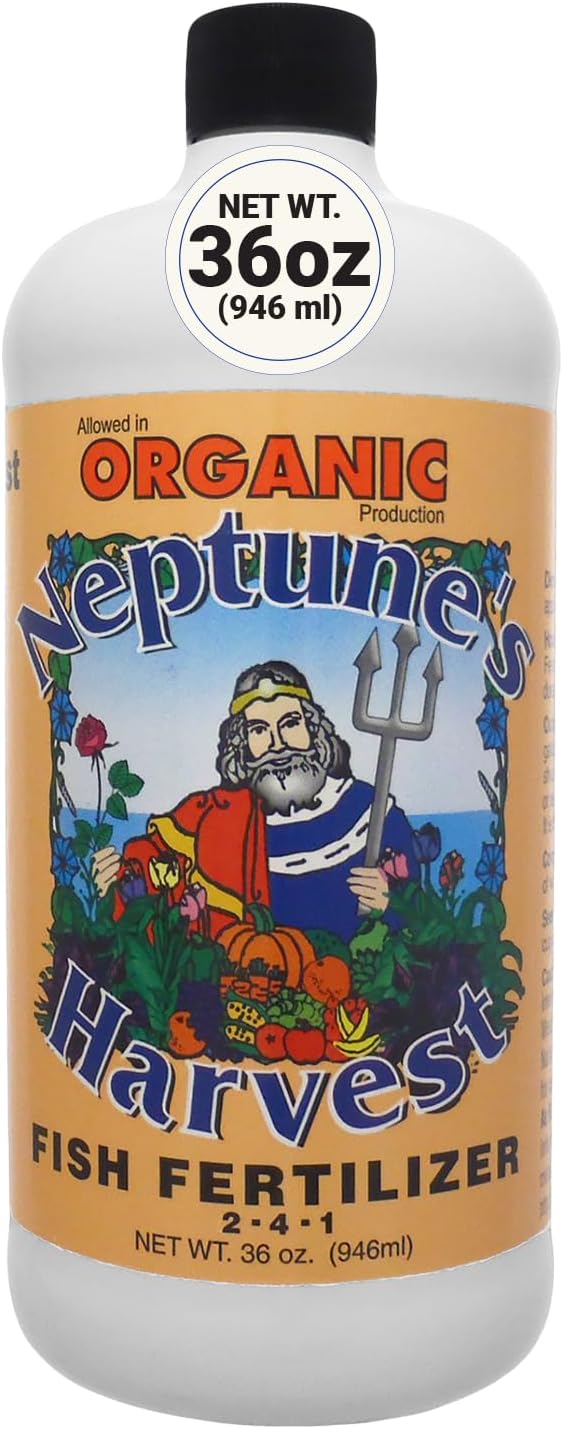 Neptune's Harvest Fish Fertilizer (2-4-1) - Organic Liquid Plant Fertilizer - Fish Hydrolysate for Vegetables, Flowers, Fruit, Trees, Grass - Indoor and Outdoor Plant Food (Gallon)