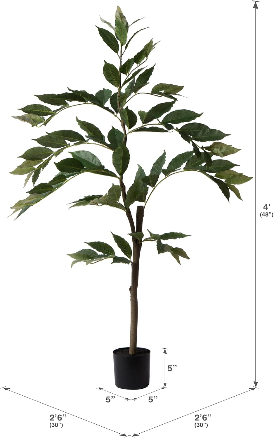 Vickerman 7' Realistic Potted Artificial Green Nandina Tree with 356 Leaves - Large Faux Indoor Tree for Artificial Plants and Fake Plants - Maintenance Free