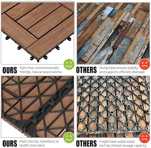 Yaheetech 27PCS Patio Floor Tiles Outdoor Interlocking Deck 12 x 12in,Wood