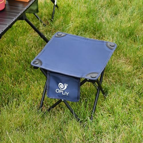 Opliy Camping Stool, Folding Small Chair Portable Camp Stool for Camping Fishing Hiking Gardening and Beach, Camping Seat with Carry Bag (Blue-Leaf)