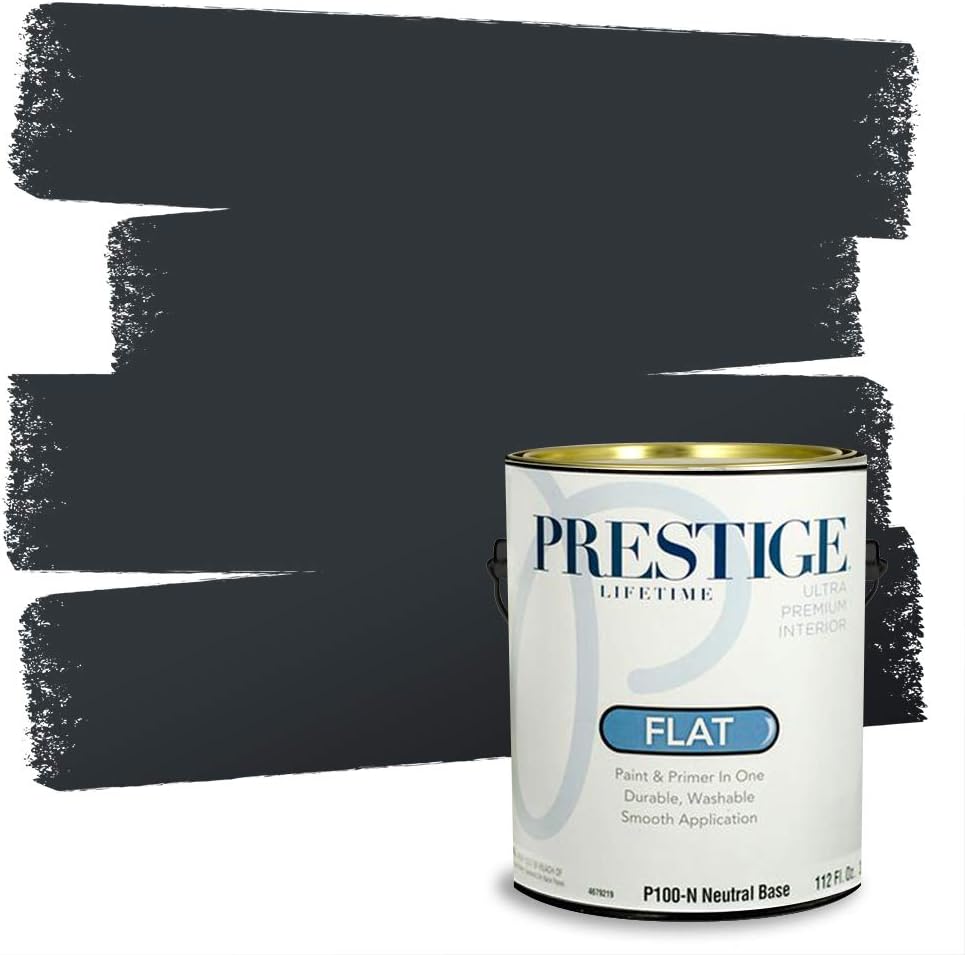 PRESTIGE Paints Exterior Paint and Primer In One, 1-Gallon, Satin, Comparable Match of Sherwin Williams* Black Magic*