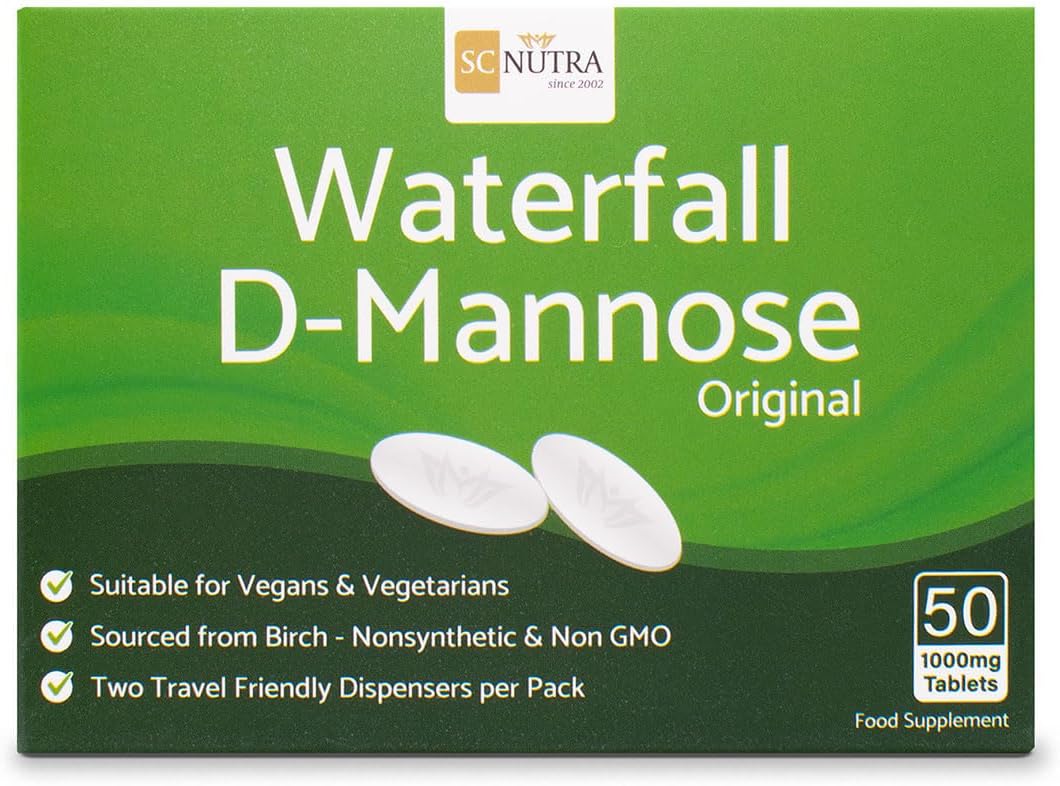D-Mannose Tablets 1000mg - Waterfall D-Mannose sourced Naturally from Birch - 50 Tablets - SC Nutra (Sweet Cures)