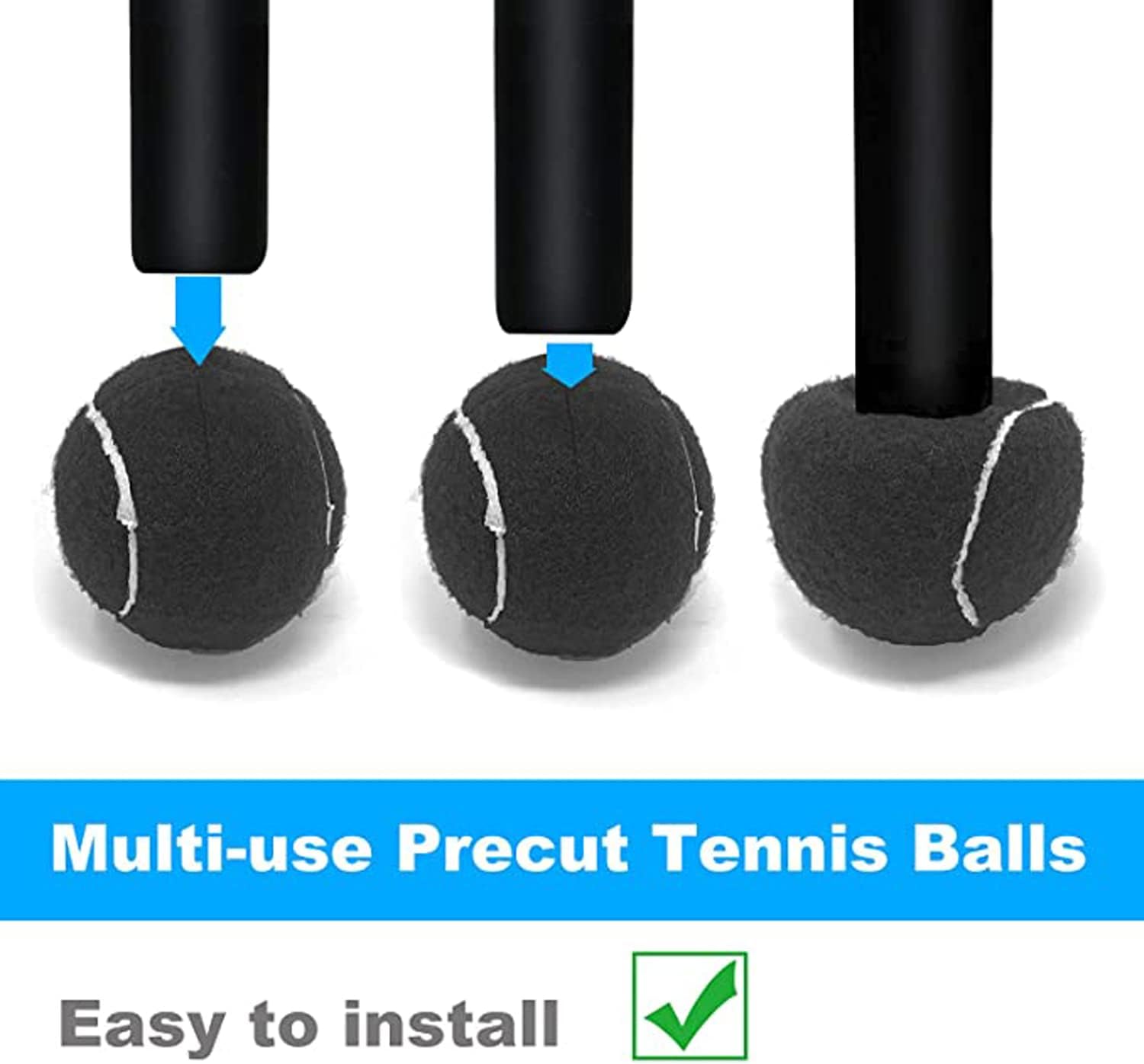 URBEST Walker Tennis Balls 4pcs Precut Heavy Duty Tennis Balls for Walkers