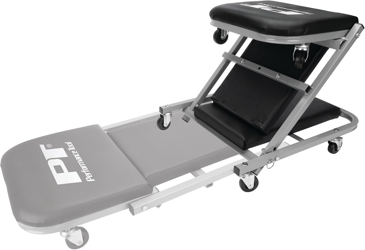 Performance Tool W85014 38 in. Low-Profile Automotive Mechanics Creeper | Oversized x-frame low profile creeper with 2-inch extra cushion padding. 5-inch jumbo swivel casters. 300 lb. capacity