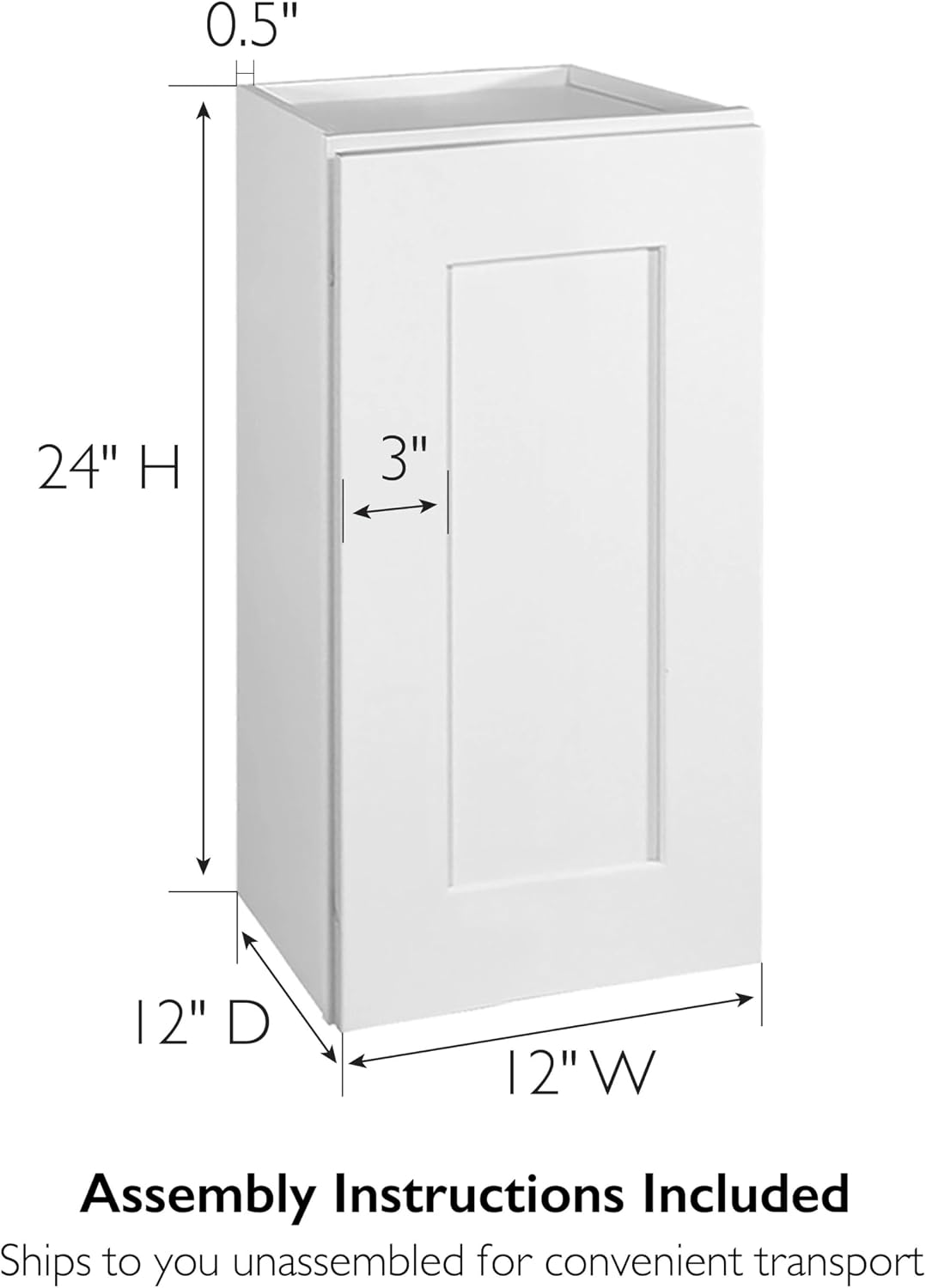 Design House Brookings Kitchen Wall Cabinet, 12", White | Adjustable Shelves, Adjustable Hinges, Wall Mount, Contemporary/Modern, Wood, Kitchen, 561530