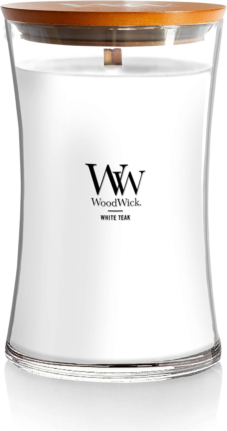 WoodWick Fireside Holiday Candle Gifts for Women and Men, 9.7 oz Medium Hourglass Candle with Crackling Wick