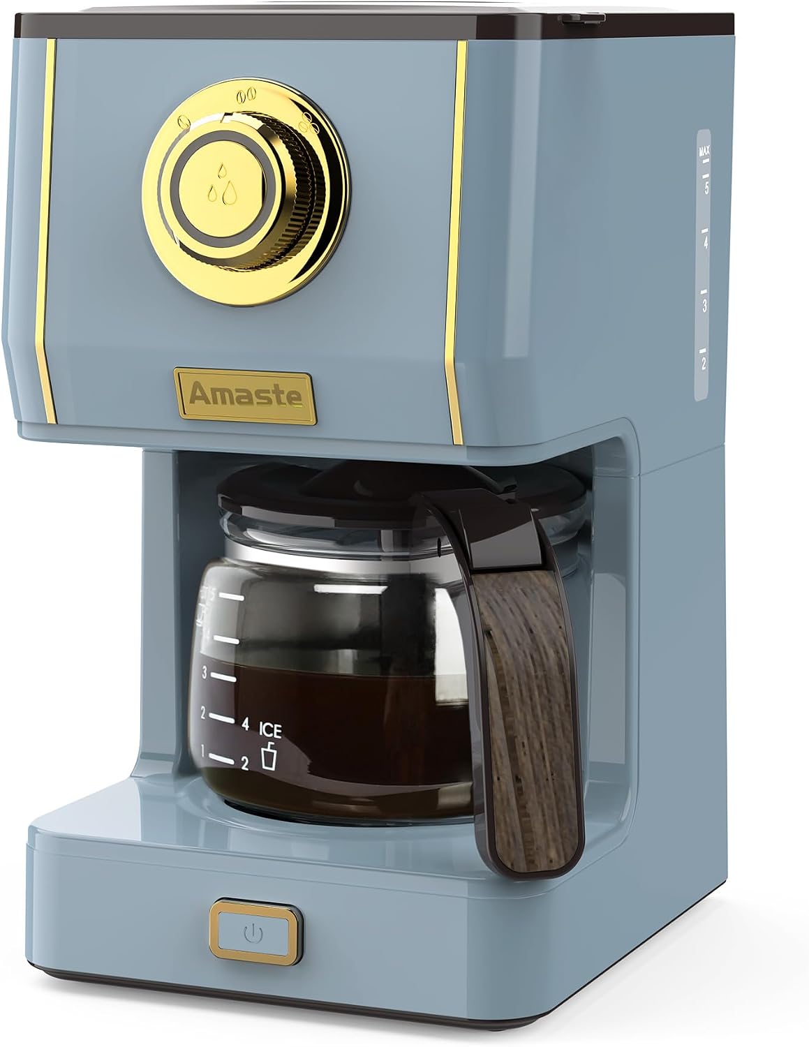 Amaste Drip Coffee Maker, Coffee Machine with 25 Oz Glass Coffee Pot, Retro Style Coffee Maker with Reusable Filter & Three Brewing Modes