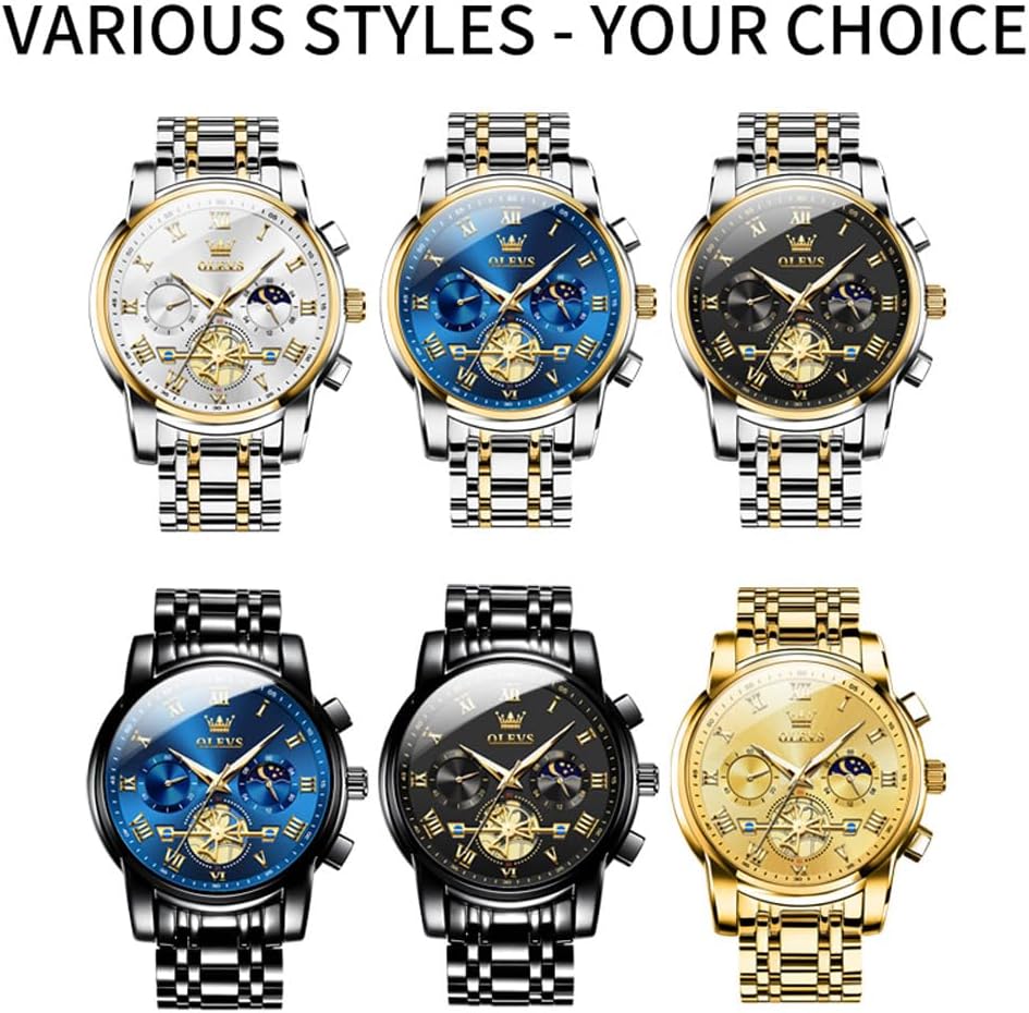 OLEVS Watch Men Luxury Dress Stainless Steel Date Analog Watch Waterproof