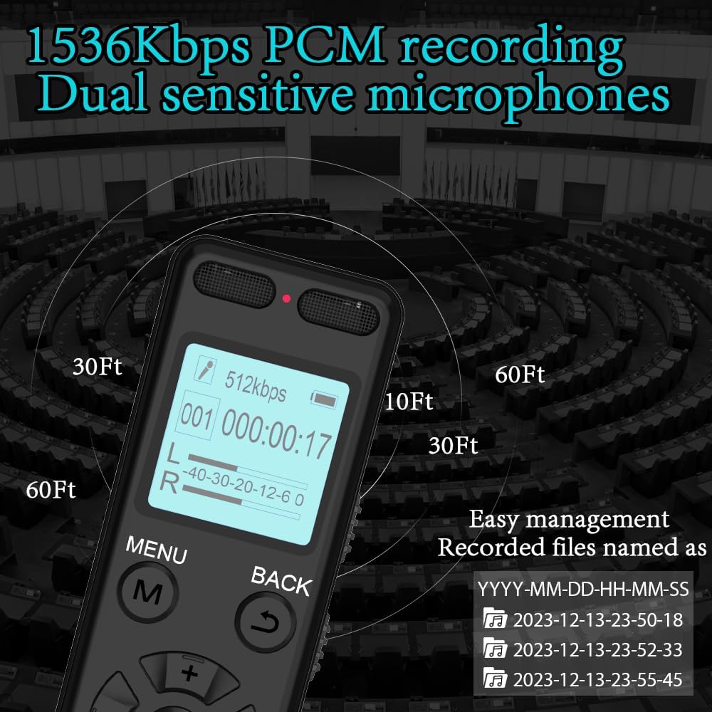 136GB Digital Voice Recorder Voice Activated Recorder for Lectures Meetings - aiworth 9860 Hours Sound Audio Recorder Dictaphone Recording Device