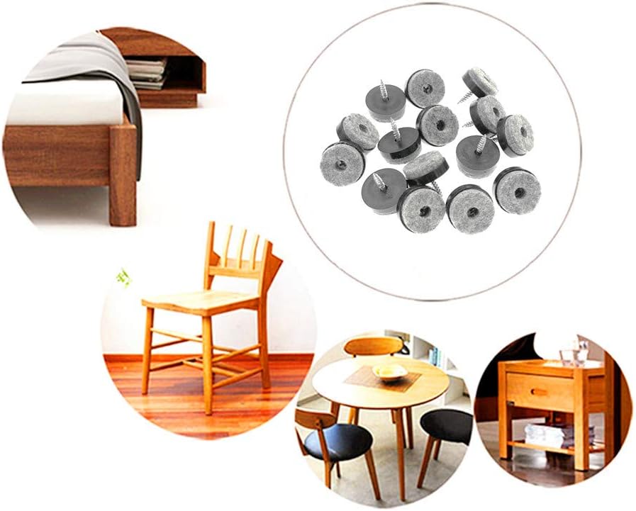 40pcs Screw-on Furniture Felt Pad Chair Glide Slider Hardwood Floor Protector for Wooden Leg Feet of Chair Table Furniture(Φ20mm or 0.8";Brown)