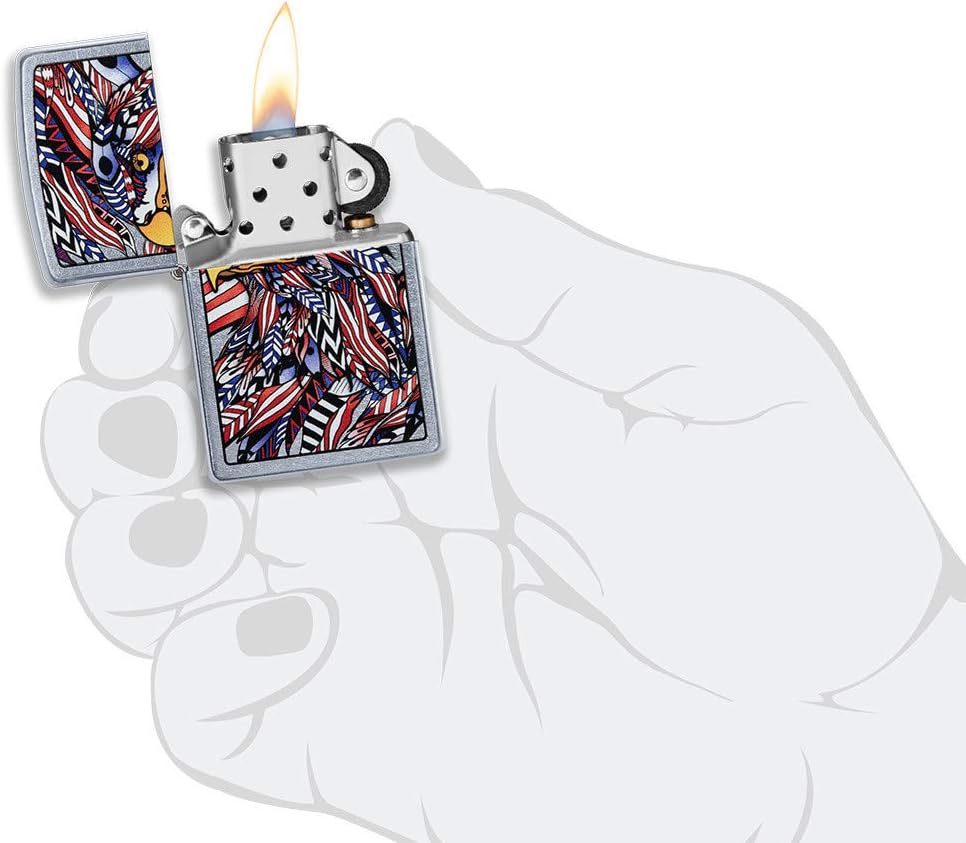 Zippo Eagles Dare Pocket Lighter - Refillable Flip-Top Windproof Lighters - Fierce Soaring Eagle Patriotic Design Pocket Lighters - Luxury Metal Lighter Made in USA