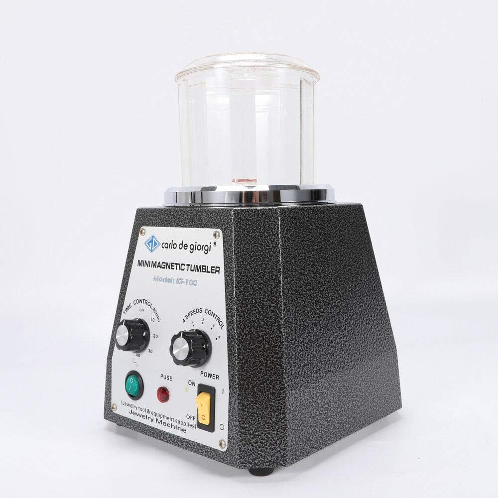 Magnetic Tumbler Jewelry Polisherm,4 Speed Mini Metal Magnetic Tumbler Polisher&Finisher Jewelry Polisher Finisher 100mm 110V