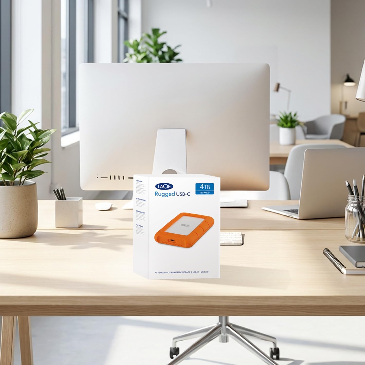 LaCie Rugged USB-C, 4TB, Portable External Hard Drive, Drop, Shock, Dust, Rain Resistant, for Mac & PC (STFR4000800) | Drop, Shock, Dust