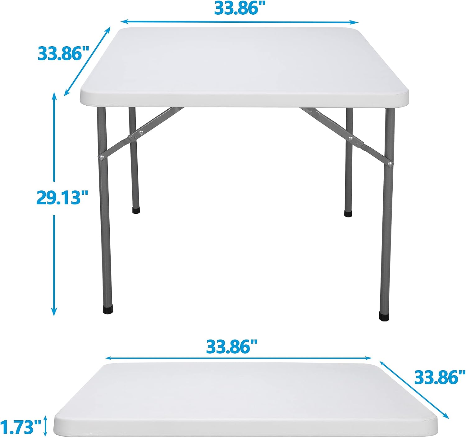 ZENY 6ft Folding Table, Portable Picnic Table, Plastic Table for Indoor Outdoor Picnic, Party, Camping, Heavy Duty Fold-up Table with Handle, White