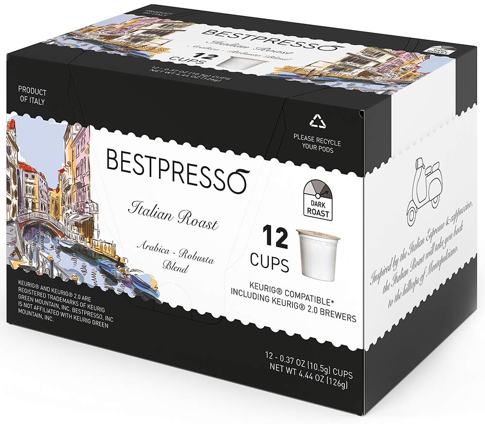 Bestpresso Coffee, Donut Shop Medium Roast Single Serve K-Cup Pods, 96 Count (Compatible With 2.0 Keurig Brewers) 8 Packs Of 12 Cups