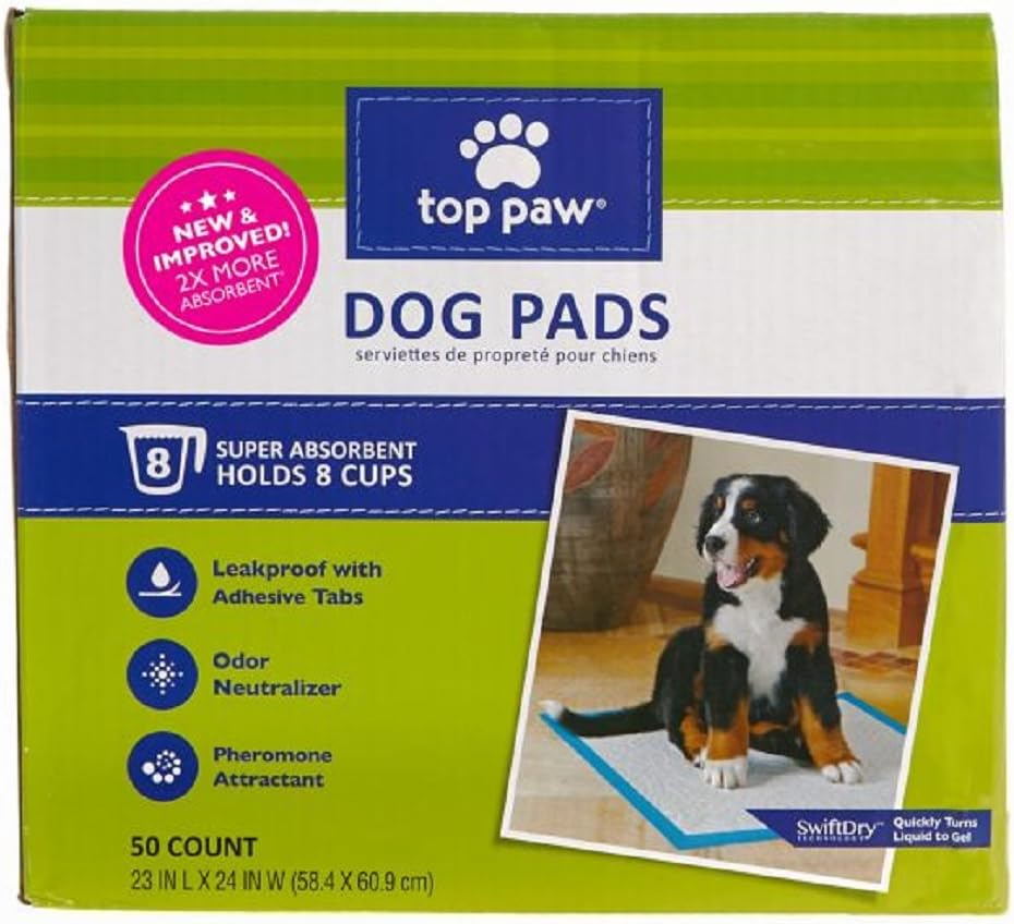 Top Paw Dog Pads | New & Improved! 2X More Absorbent (50 Count)