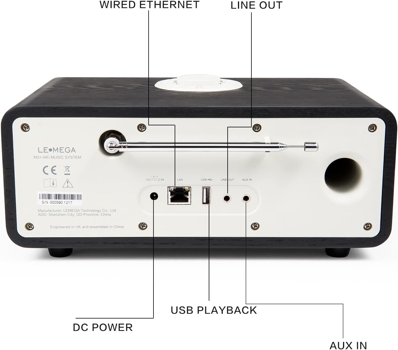LEMEGA M3+ Internet Radio, Podcasts,Spotify, Bluetooth, FM Stereo, Walnut | Full colour display, 40 presets, remote control, acoustic wooden cabinet, headphone jack, USB, AUX-in, dual alarms clock