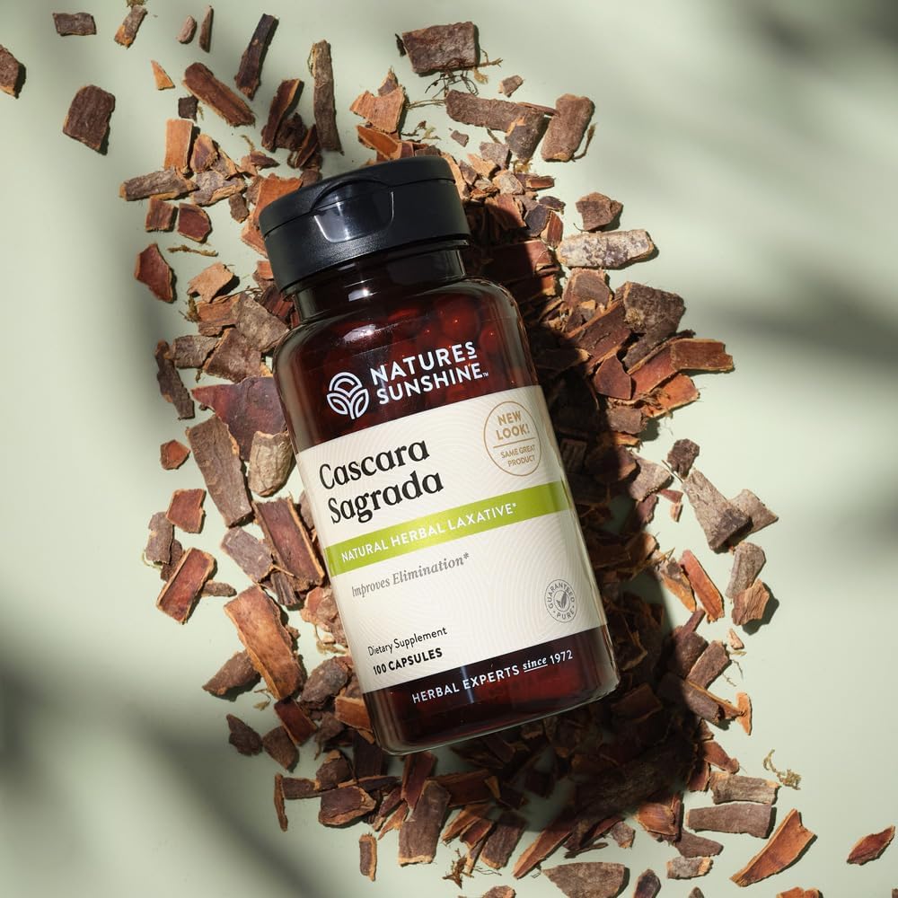 Nature's Sunshine Cascara Sagrada Capsules - Promotes Intestinal Support for a Healthy Colon - 100 Capsules (50 Servings)