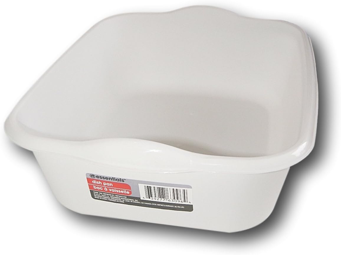 Essentials White Plastic Eight Quart Dishpan - 13½ x 11 x 4½H