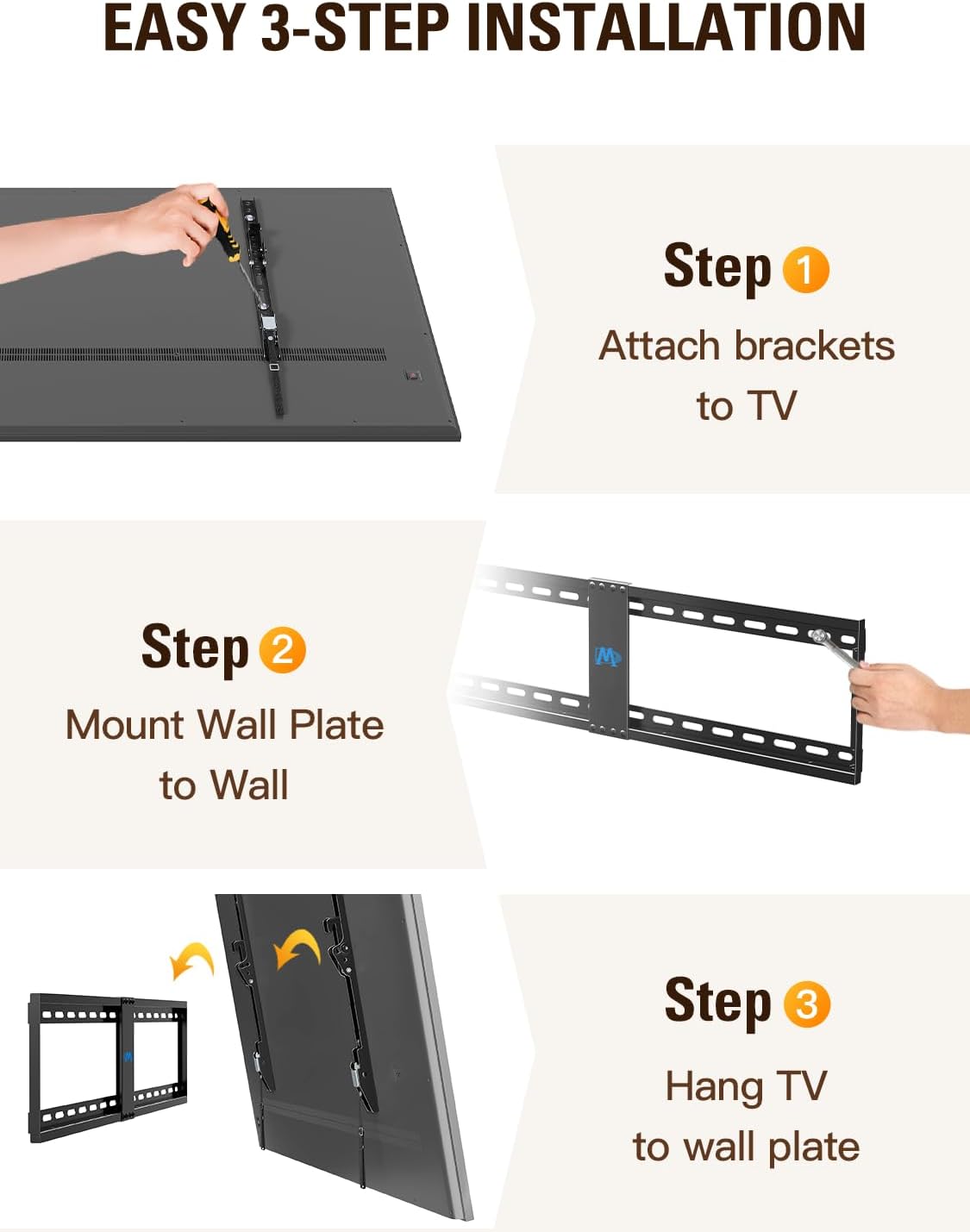 Mounting Dream Tilting TV Wall Mount for Most 37-90 Inch TVs up to 132lbs | Low Profile TV Mount Fits 16", 18", 24" Studs, Max VESA 600x400mm, Wall Mount TV Bracket with Quick Lock & Release, MD2268-LK