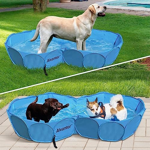 Alvantor Pet Swimming Pool Dog Bathing Tub Kiddie Pools Cat Puppy Shower Spa Foldable Portable Indoor Outdoor Pond Ball Pit 63"x12" Patent Pending