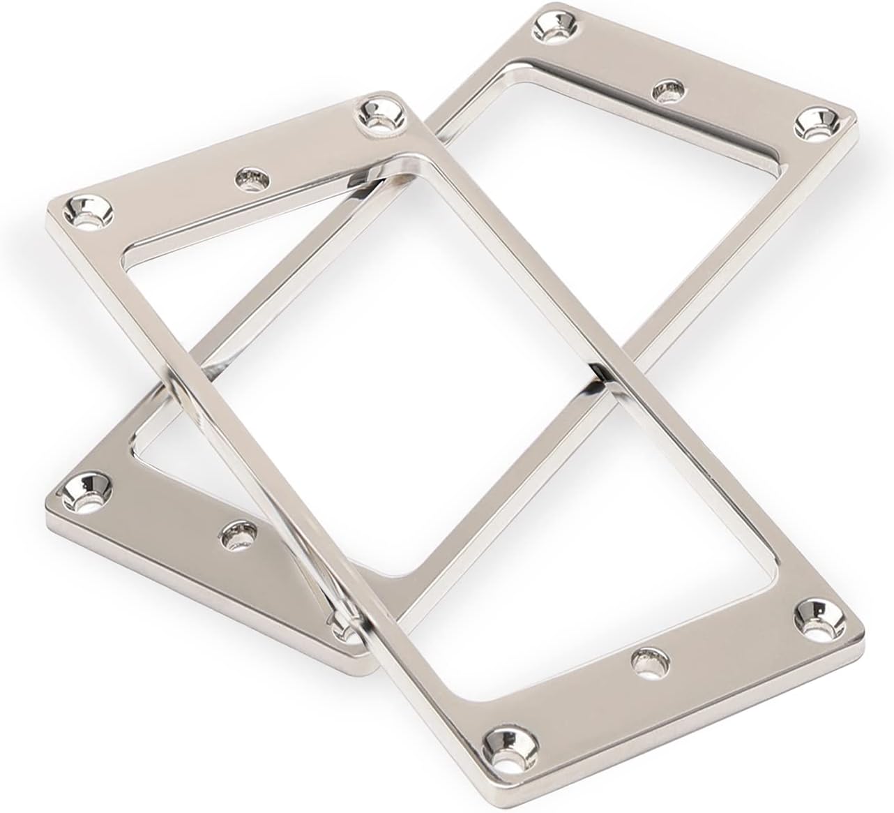 Metallic 2-Pack Humbucker Pickup Rings | Flat Mounting Frame for Electric Guitar, Chromium-plated Iron, Chrome Bridge Neck Pickup Covers Replacement Part