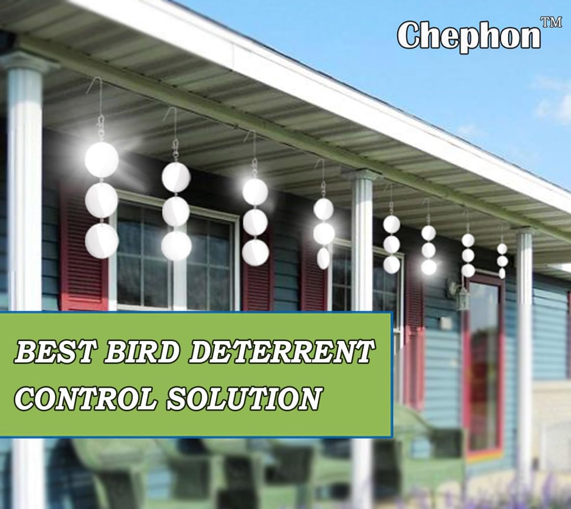 Chephon Upgraded Bird Scare Discs Set - Large 24 Discs - Highly Reflective Double-Sided Bird Reflectors Scare Devices - Better to Keep Most Birds