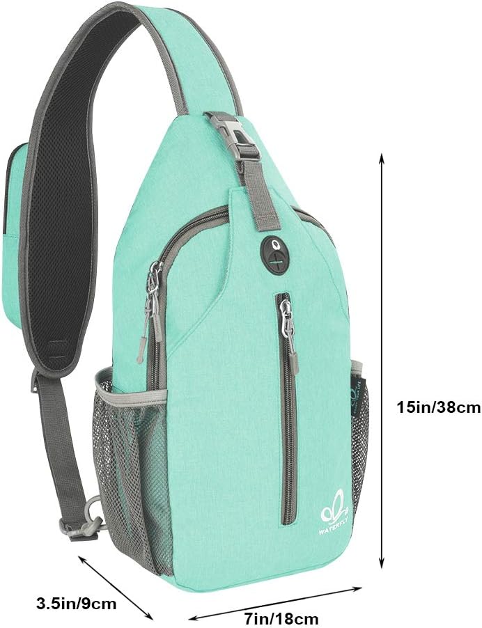 WATERFLY Crossbody Sling Backpack Sling Bag Travel Hiking Chest Bag Daypack (Black) | Small Hiking bag,Multi-compartment storage,Water-resistant,Breathable back pad,Reversible adjustable shoulder strap