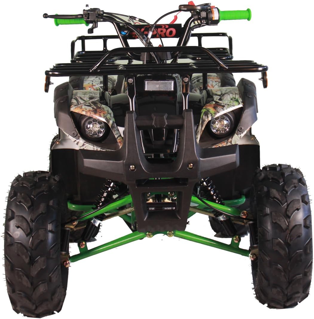X-PRO 125cc ATV 4 Wheels Quad 125 ATV Quads with LED Lights, Big 19"/18" Tires!（Army Black）
