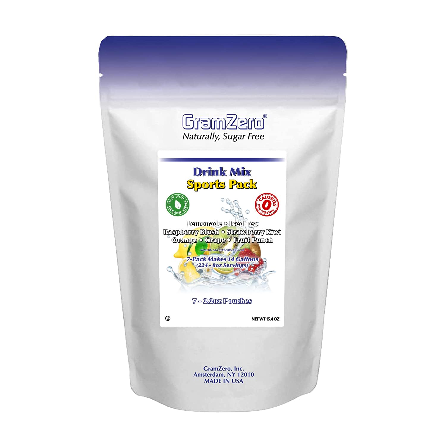 GramZero Grape Sugar Free Drink Mix Sports Pack, Great For Nutrition Club Loaded Teas, Zero Calorie, Stevia Sweetened