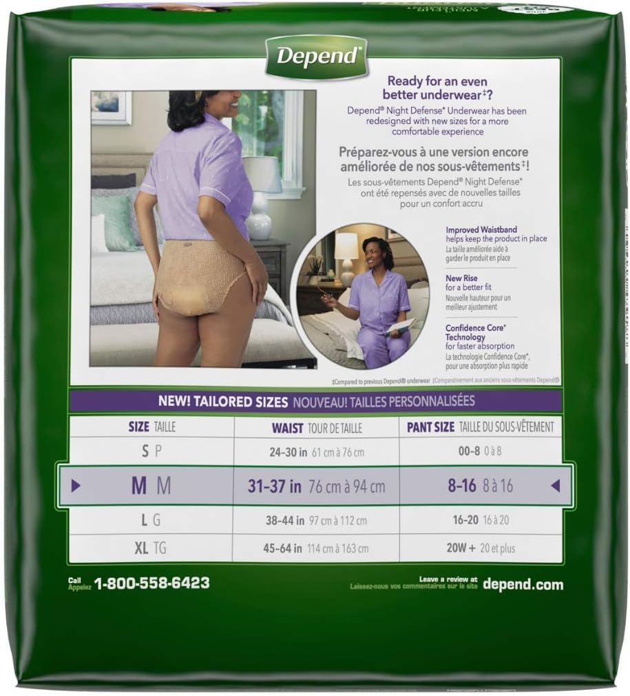 Medium Overnight Depends Women - Night Defense Incontinence Underwear, Purple